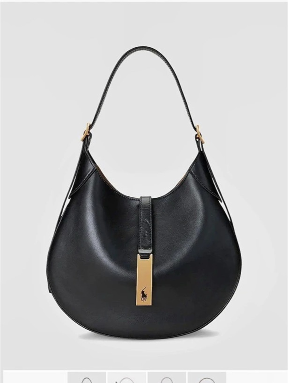 Polo Ralph Lauren Polo ID Small Leather Shoulder Bag Black NEW WITHOUT TAGS